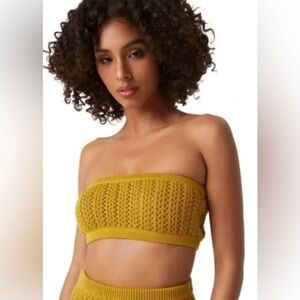MISA Los Angeles Crochet Bandeau Top Small NWT | Gold Boho Luxe Festival‑Ready ✨